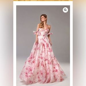 Milla Pink Peony Tender floral maxi tie-strap dress